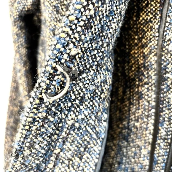 Willi Smith Black Cream Blue Tweed Size Large fits like Small Wool Blend Blazer - Picture 7 of 12